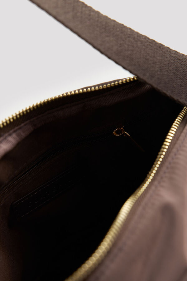 Cortefiel Puffer fabric crossbody bag Dark brown