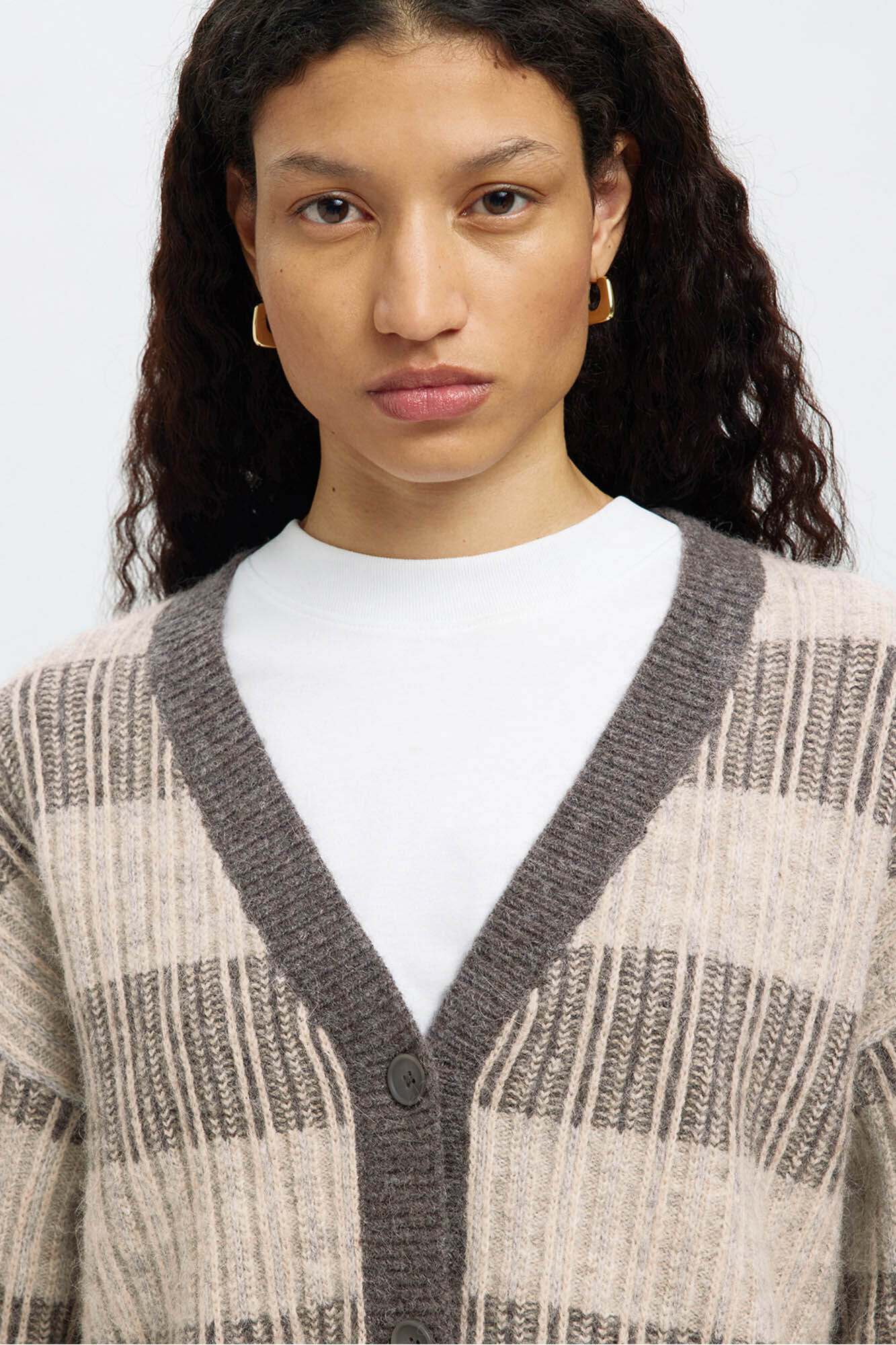 Selected Casaco de malha de gola em bico de alpaca e l&atilde;