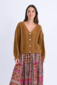 Cortefiel Knit blend cardigan with long sleeve Beige