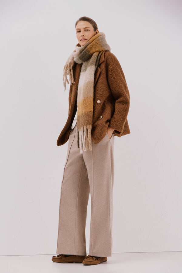 Cortefiel Short soft fabric coat Beige