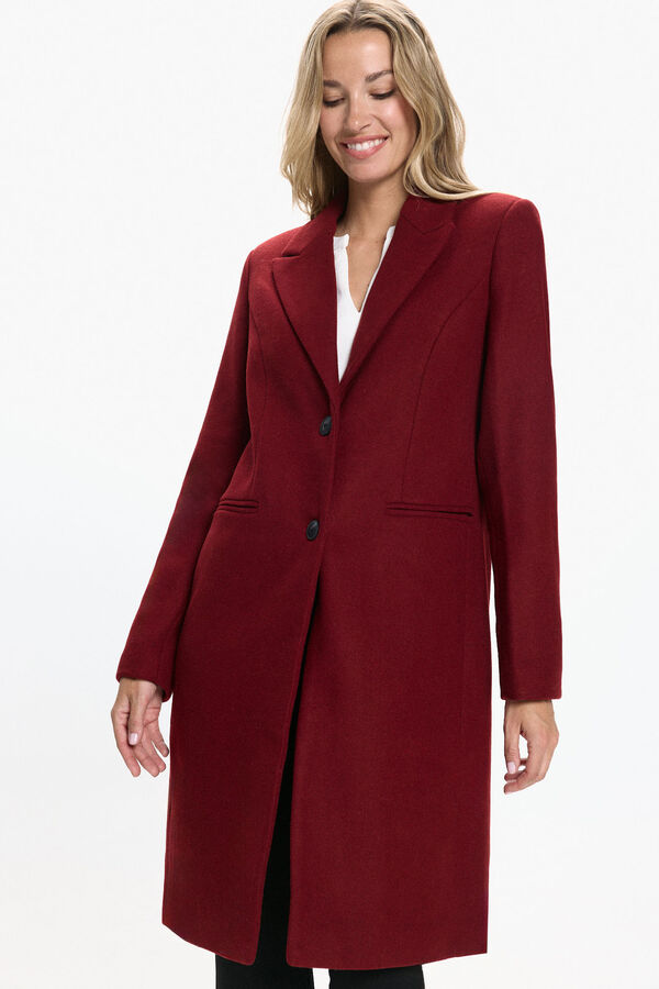 Vero Moda Sobretudo de tecido midi feminino Vermelho