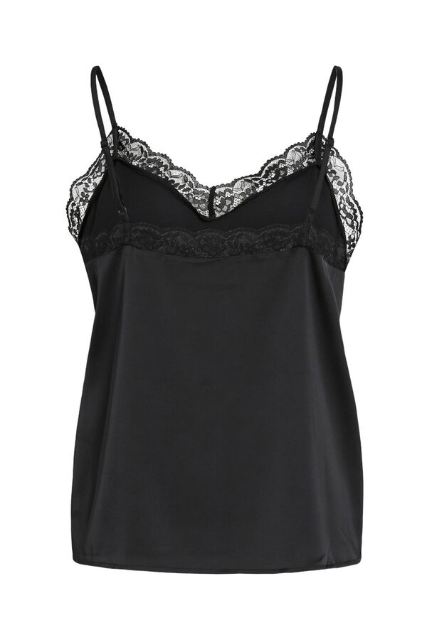 Vila Top de lingerie acetinado com renda Preto