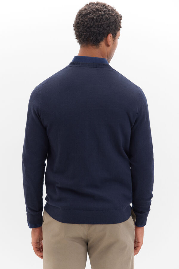 Cortefiel Cotton/cashmere V-neck jumper Navy