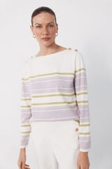 Cortefiel Striped button jumper Lilac