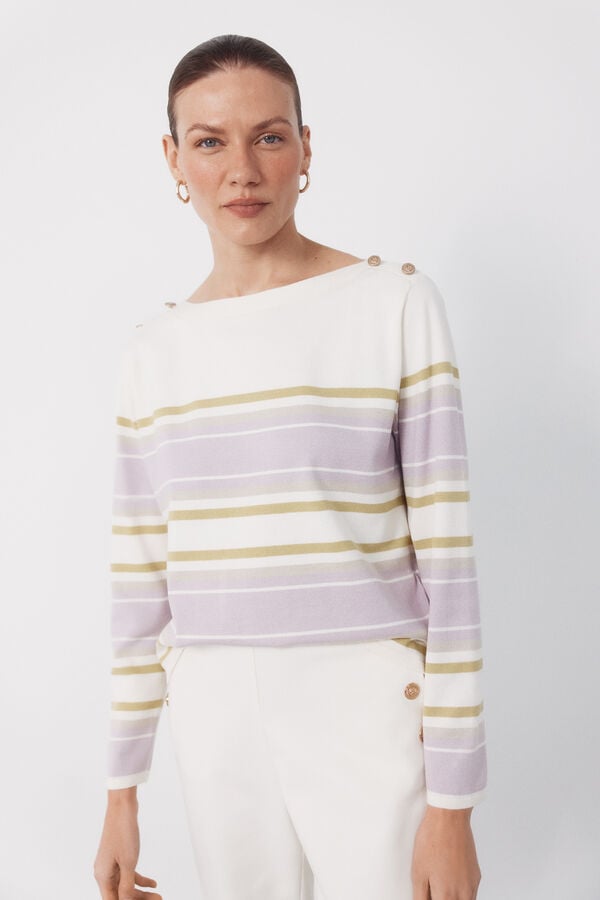 Cortefiel Striped button jumper Lilac