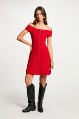 Morgan Vestido malha curto evasé Vermelho