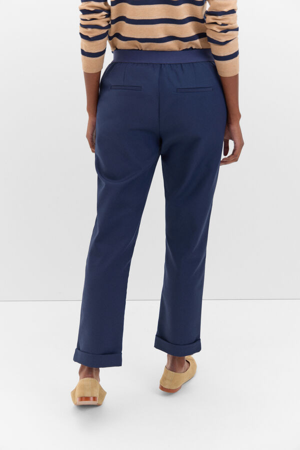 Cortefiel Straight trousers with elasticated back Navy