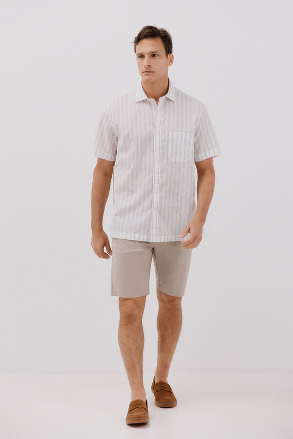 Cortefiel short sleeve striped shirt White