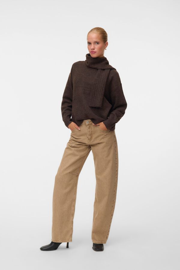 Vero Moda Camisola com gola cachecol Castanho