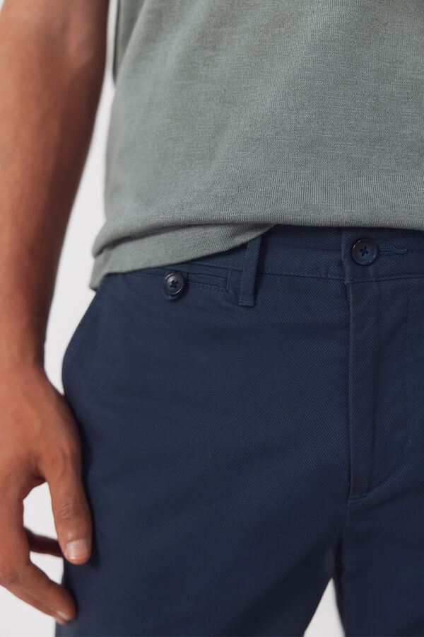 Cortefiel Slim-fit print chinos pants Blue