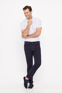 Cortefiel Regular fit dynamic coloured trousers Navy
