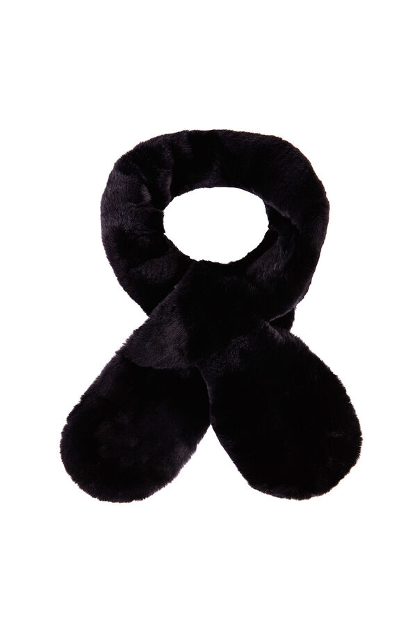 Cortefiel Faux fur scarf Black