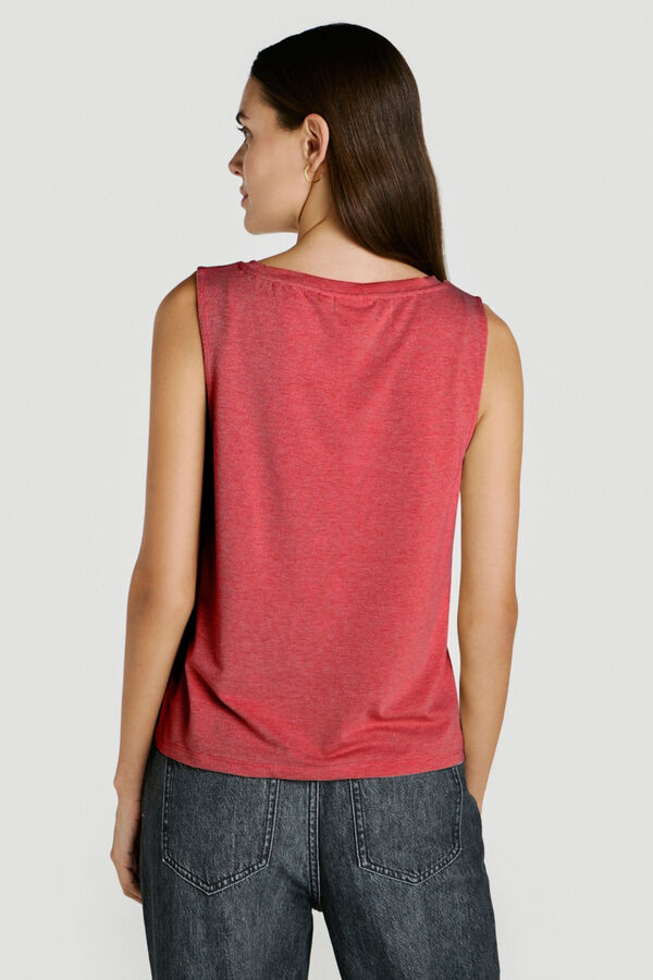Vila Top de mulher sem mangas com l&uacute;rex Vermelho
