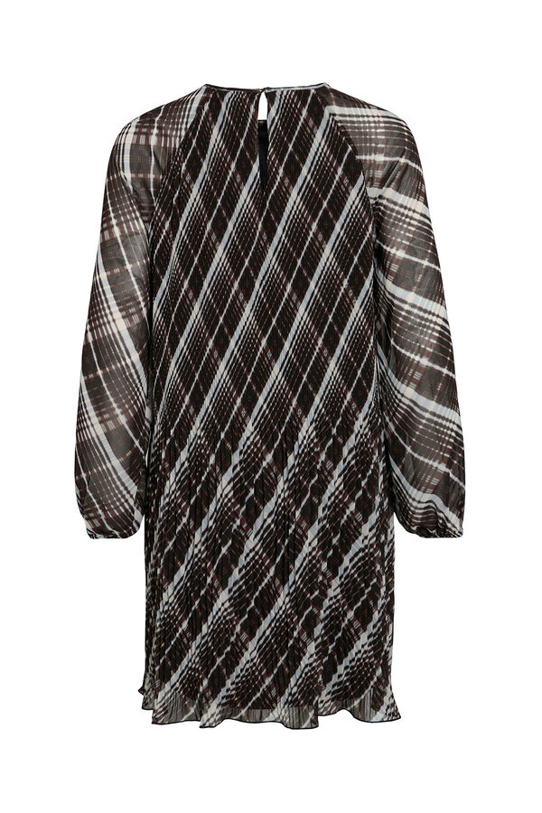 Vila Vestido curto de chiffon plissado Preto
