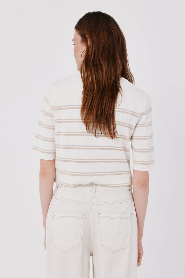 Cortefiel Short sleeve jumper Beige