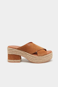 Cortefiel Nilo split leather heeled sandals Dark brown