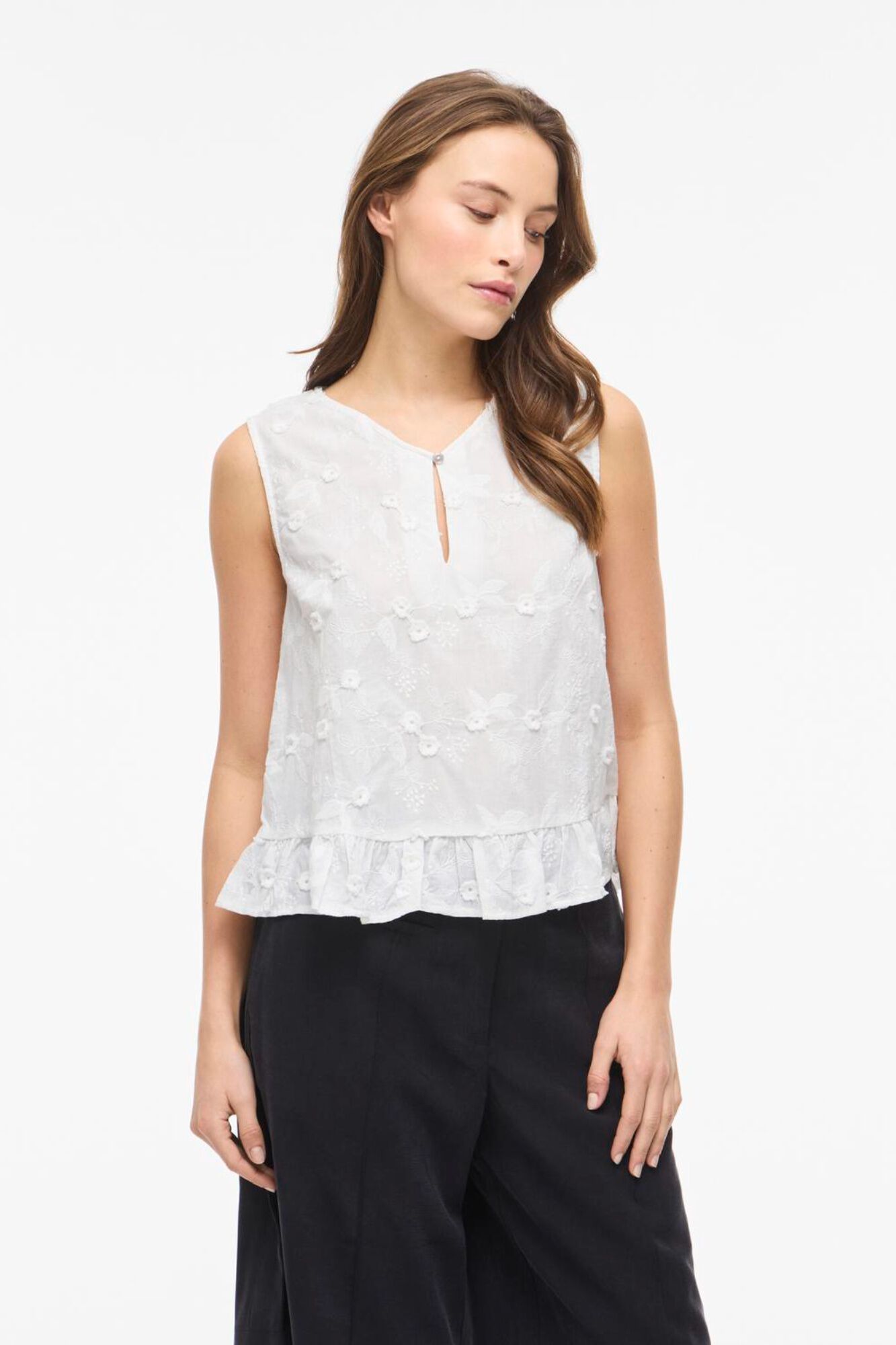Vila Organic cotton embroidered floral blouse