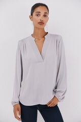 Cortefiel Flowy satin blouse Dark grey