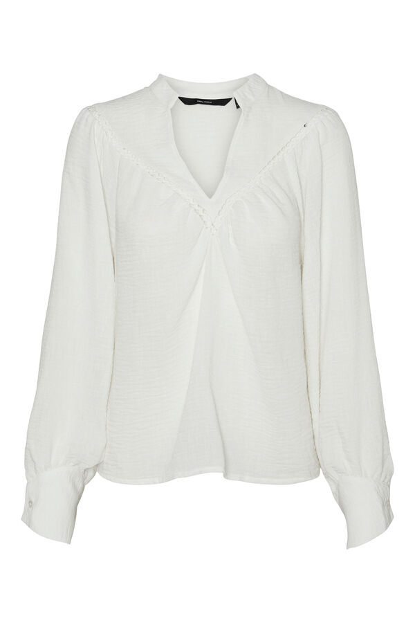 Cortefiel Long-sleeved shirt with V-neck White