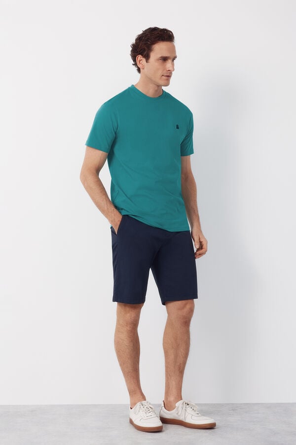Cortefiel Plain T-shirt Green