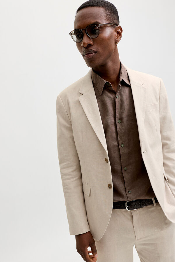 Jack & Jones Linen slim fit blazer Beige