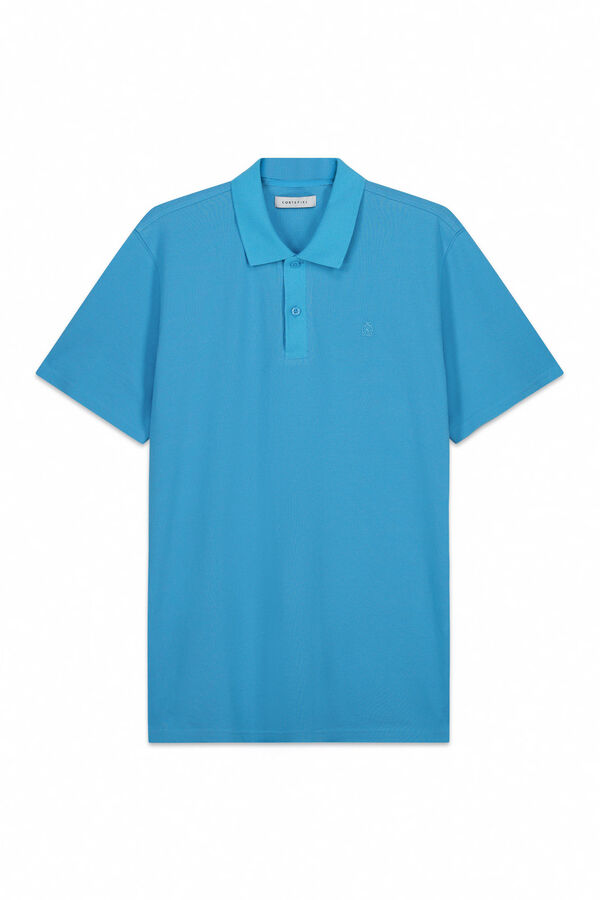 Cortefiel Textured polo shirt Turquoise