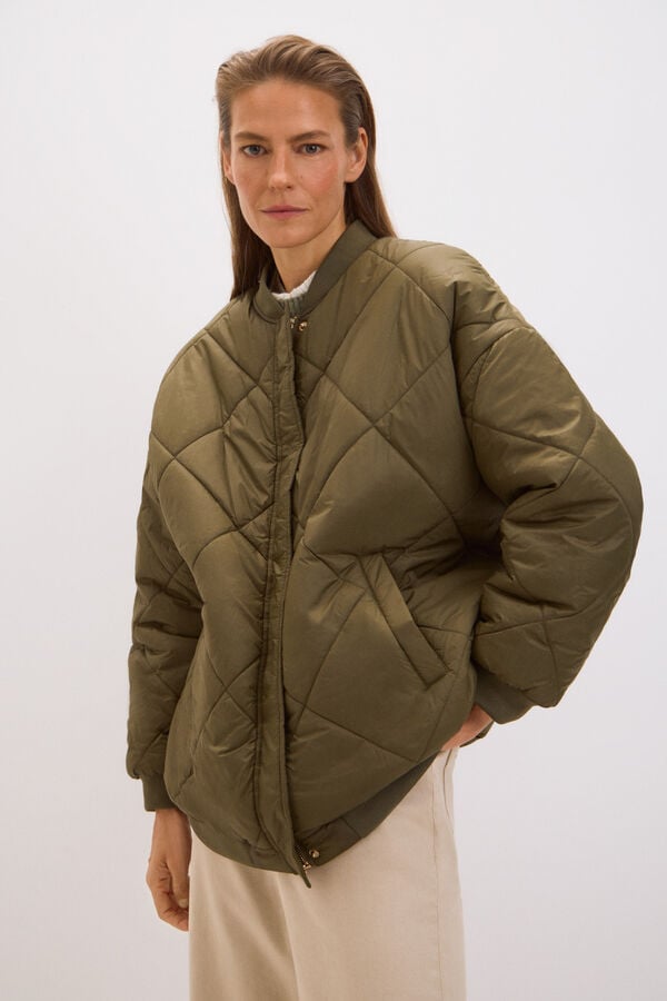 Cortefiel Padded bomber jacket Kaki