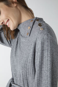 Cortefiel Jersey-knit buttoned dress Gray
