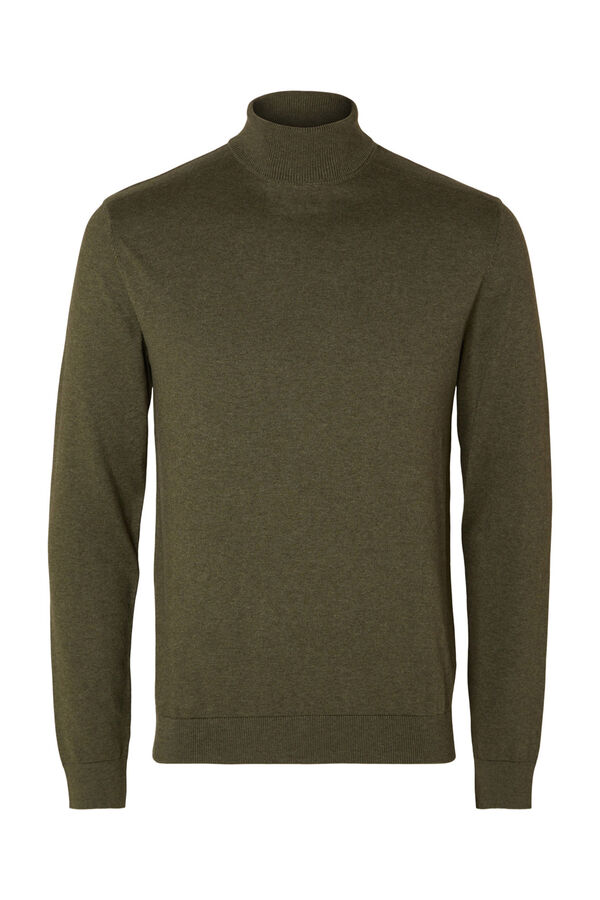 Selected Camisola gola dobrada 100% algodão Verde
