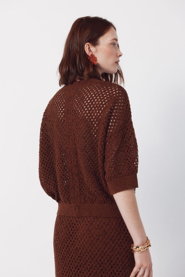 Cortefiel Camisola em malha calada Castanho