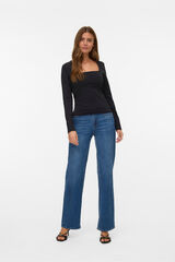 Vero Moda Long sleeve neckline square-neck top Black