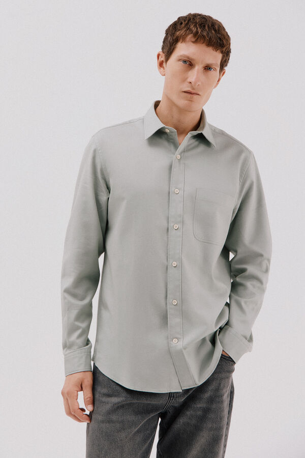 Cortefiel Tencel trench coat shirt Kaki