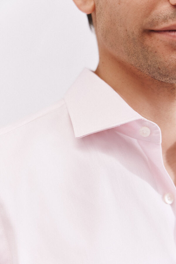 Cortefiel Plain easy-iron dress shirt Pink