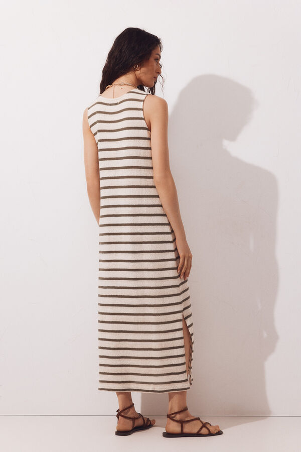 Cortefiel Vestido aspecto r&uacute;stico tirantes Kaki