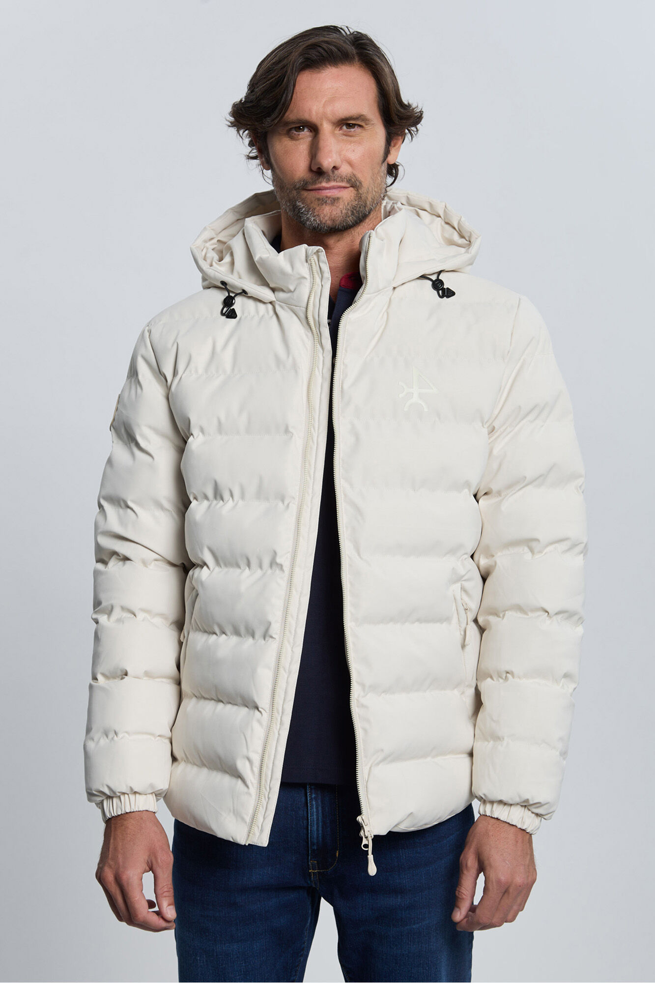 Valecuatro Chaqueta acolchada emboss blanco roto