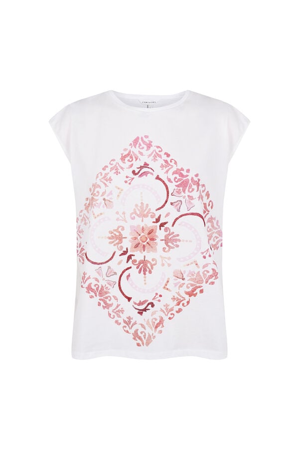 Cortefiel Printed T-shirt Printed white
