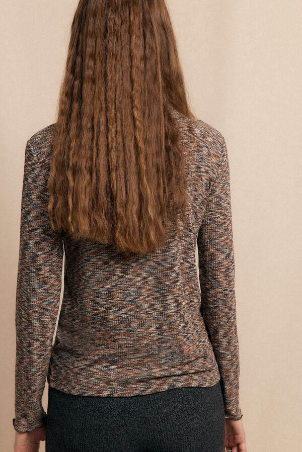 Slowlove Camiseta cuello alto melange Estampado azul