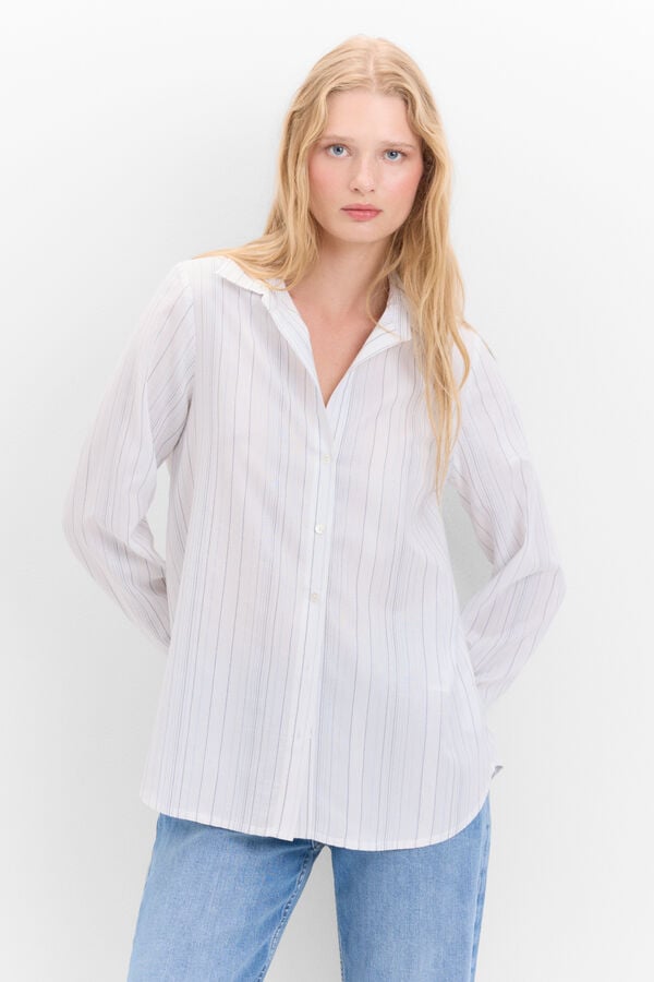 Cortefiel Camisa raias lurex Azul