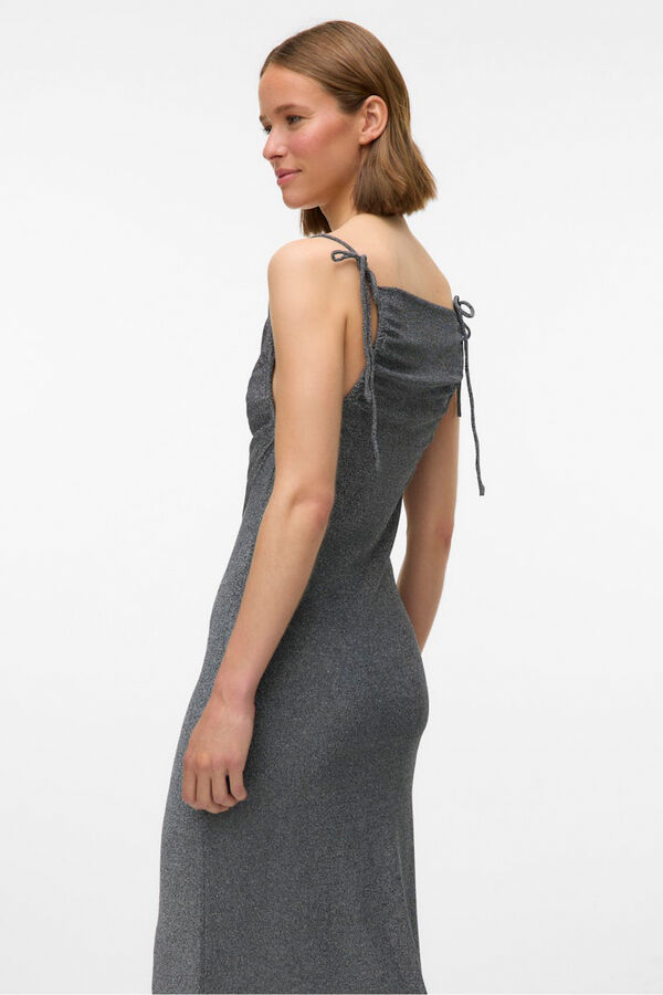 Vero Moda Vestido midi de tecido metálico  Cinzento