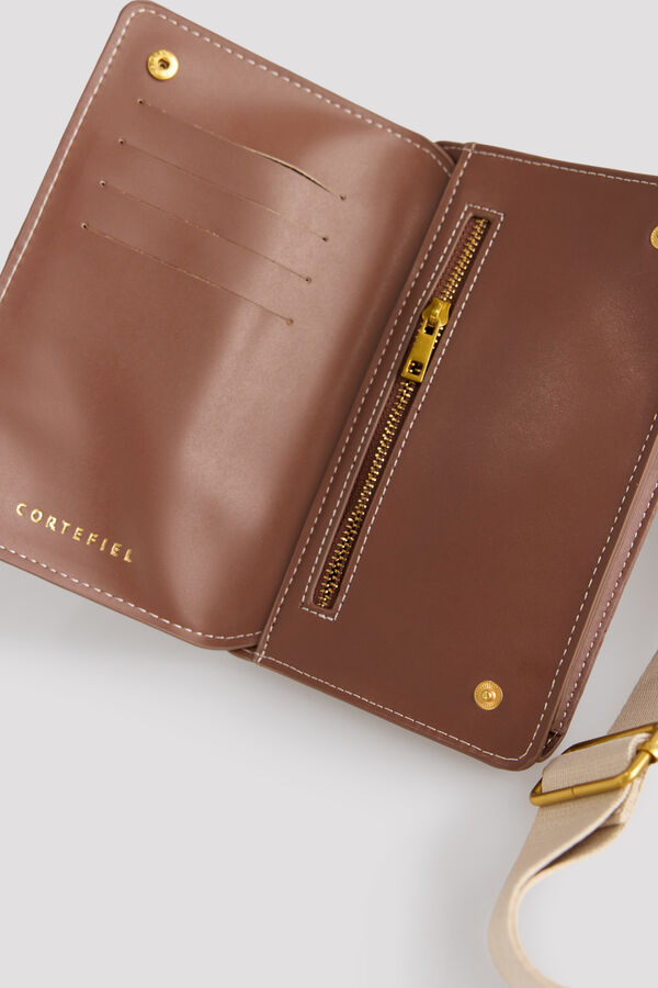 Cortefiel Plain flap phone case Brown