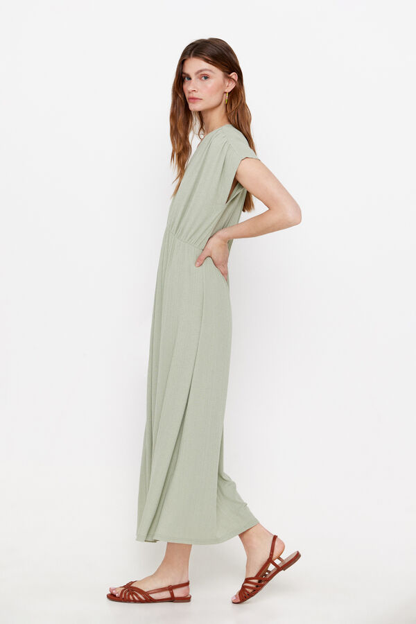 Cortefiel Jersey-knit dress with elasticated waist Green