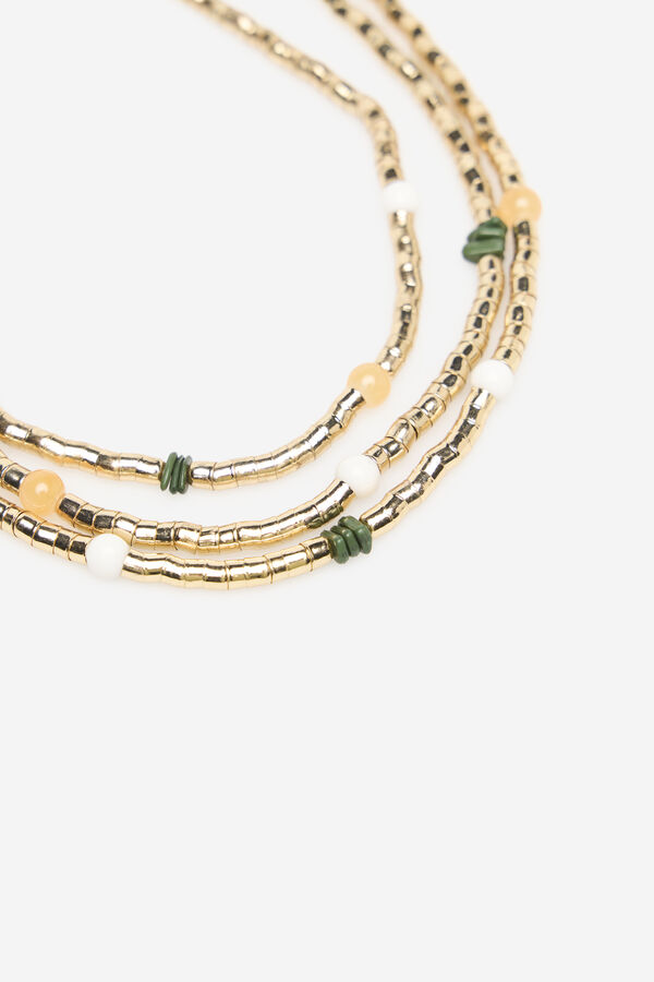 Cortefiel Collar triple piedras Amarillo