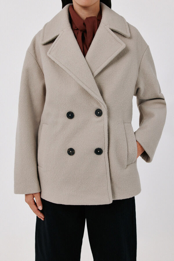 Cortefiel Double-breasted short coat Ivory