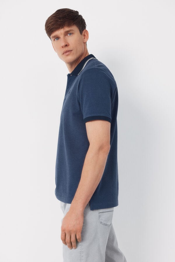 Cortefiel Oxford polo shirt Navy