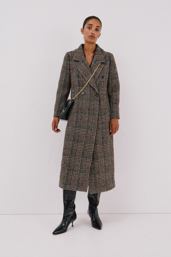 Cortefiel Long fabric coat Multicolour