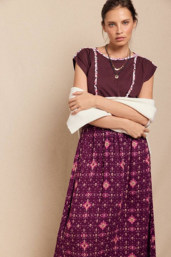 Slowlove Gathered braided t-shirt Maroon