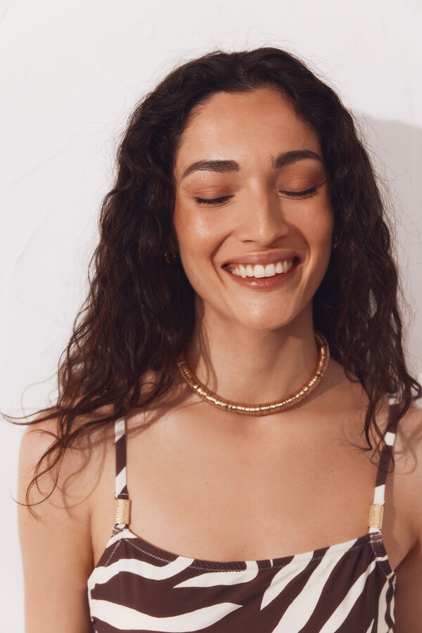 Cortefiel Animal print shaping swimsuit Printed brown