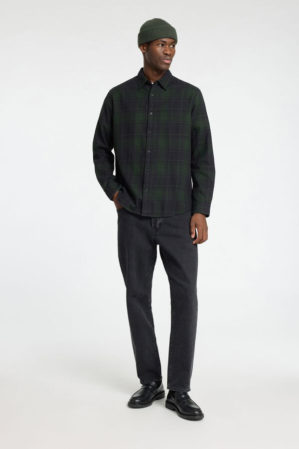 Selected Camisa de manga comprida Slim Fit confecionada com algodão reciclado Verde