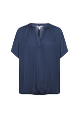 Cortefiel Satin-finish short sleeve blouse Blue