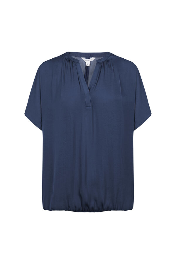 Cortefiel Satin-finish short sleeve blouse Blue